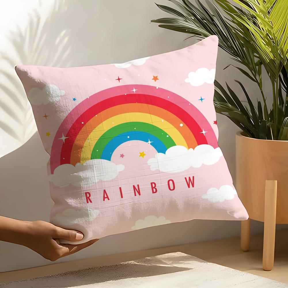 Rainbow Pillow Case Linen Cushion Covers For Decorative Sofa Home Pillows Case Car Chair Pillows Cases