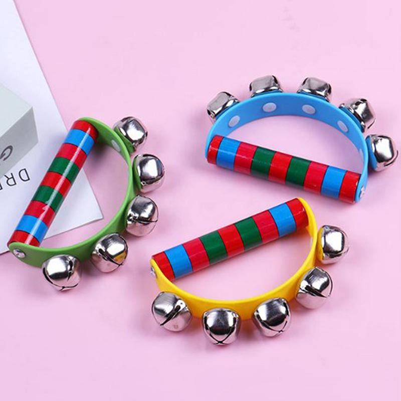 Children's Music Learning Prop: 1PC Handbell with Wood Handle and Five Jingle Bells