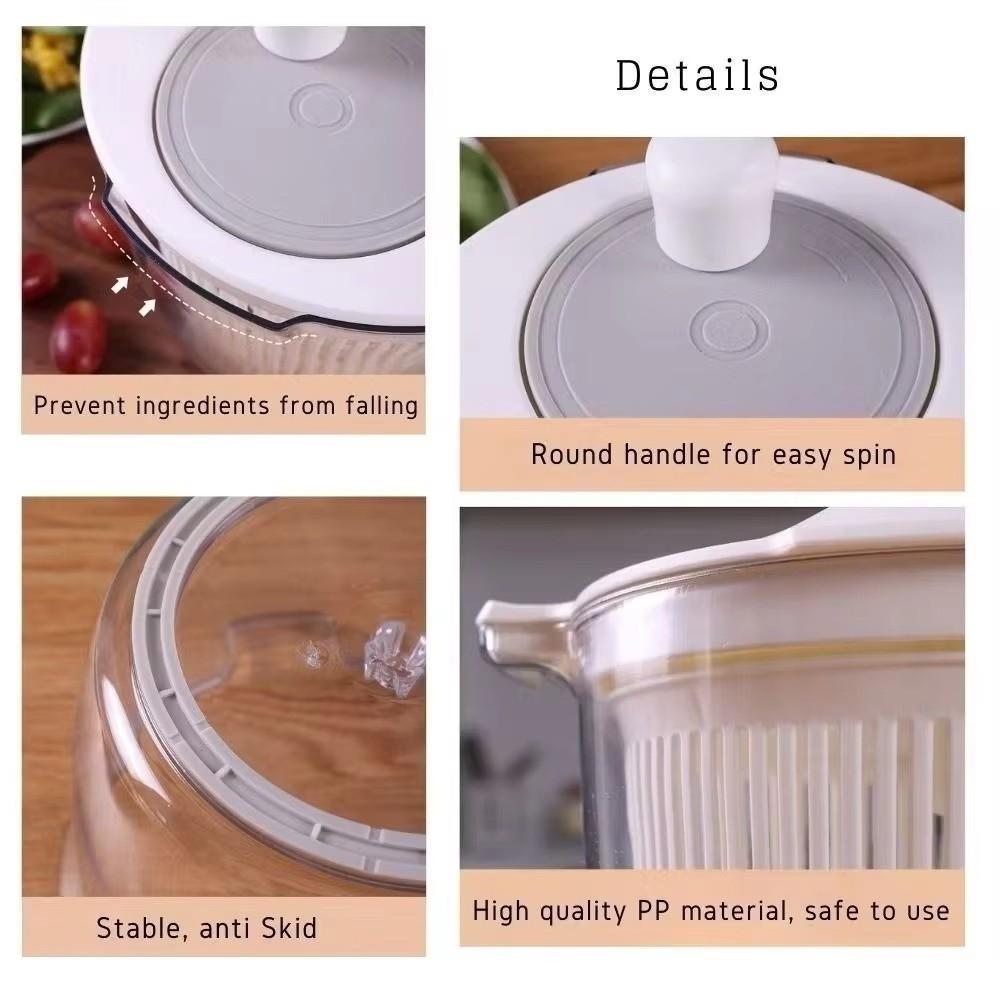 Large Capacity Vegetable Salad Spinner 2 in 1 Greens Washer Dryer Fruits Drain Basket  Leafy Greens