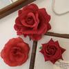 Bohemian Style Red Rose Hairpin Korean Style Girl Hair Clip Sweet Flower Hair Clip  Summer