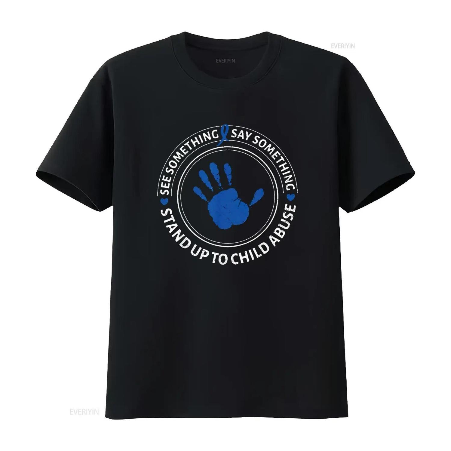 

See Something Say Child Abuse Awareness Ribbon Womens T Shirt Vintage Washed Comfortable Casual Graphic Top For Everyday Wear XXXXXL чорний