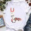 Kawaii Alpaca With Flowers And Coffee Print T Shirt Girls Summer Short Sleeve Tshirt Femme Fashion Tops Tee Shirt Female