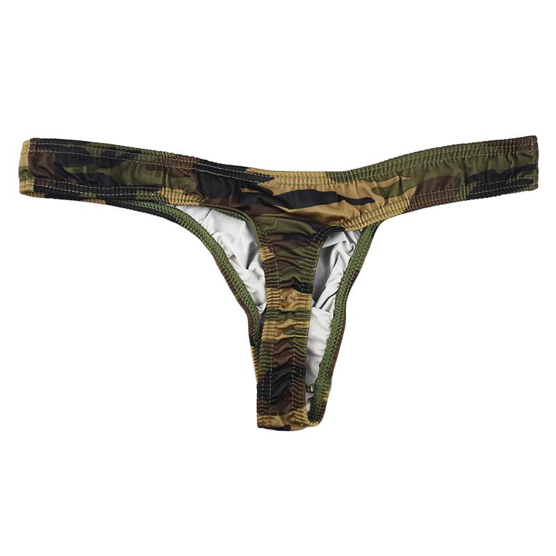 1 ks Pánské spodní prádlo Polyesterové vlákno Sexy G-string T-back Bikiny S nízkým pasem Maskáčová kapsička Tanga