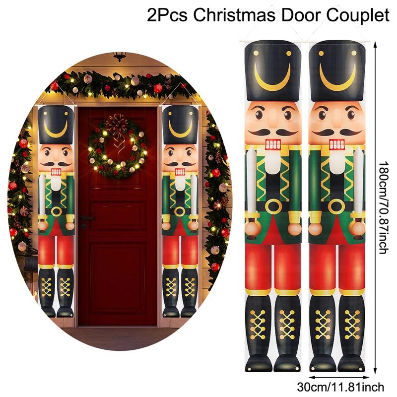 2PCS Nutcracker Soldier Banner Christmas Door Curtain Merry Christmas Decoration for Home 2026 Xmas Navidad Natal New Year Gifts