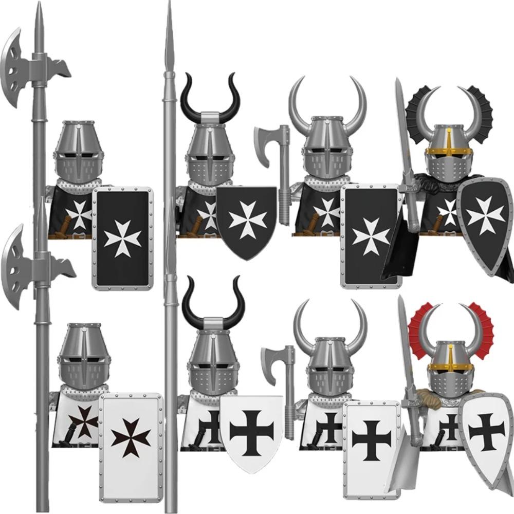 Medieval Military Building Blocks Solider Figures Gifts Weapons Shields Helmets Lionheart Teutonic Knights Militiaman Farmer MOC