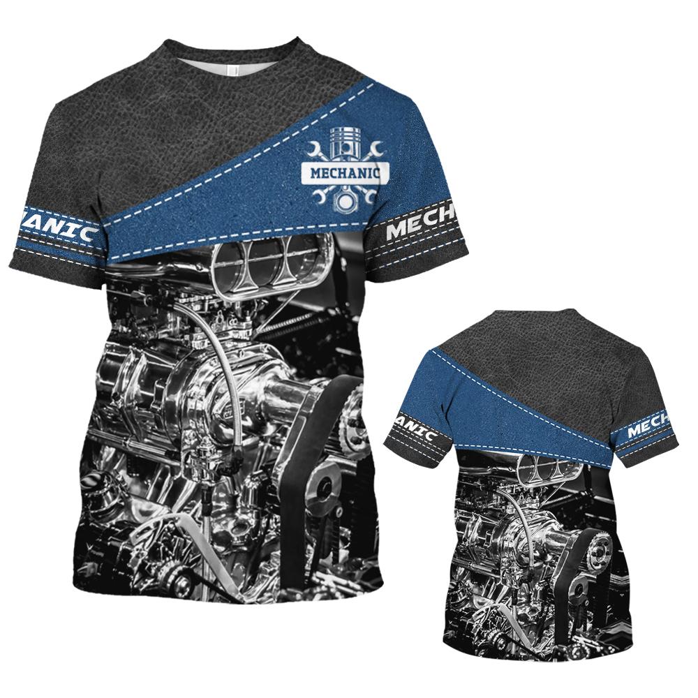Vintage T-shirt For Men 3d Printed Mechanical Tool Short-sleeved High Quality T Shirt Fashion Streetwear Tee Tops