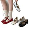 Elegant Commuter Friendly Mary Jane Flat Shoes Women's Low Heel Square Head French Vintage Style Trendy Casual Footwear