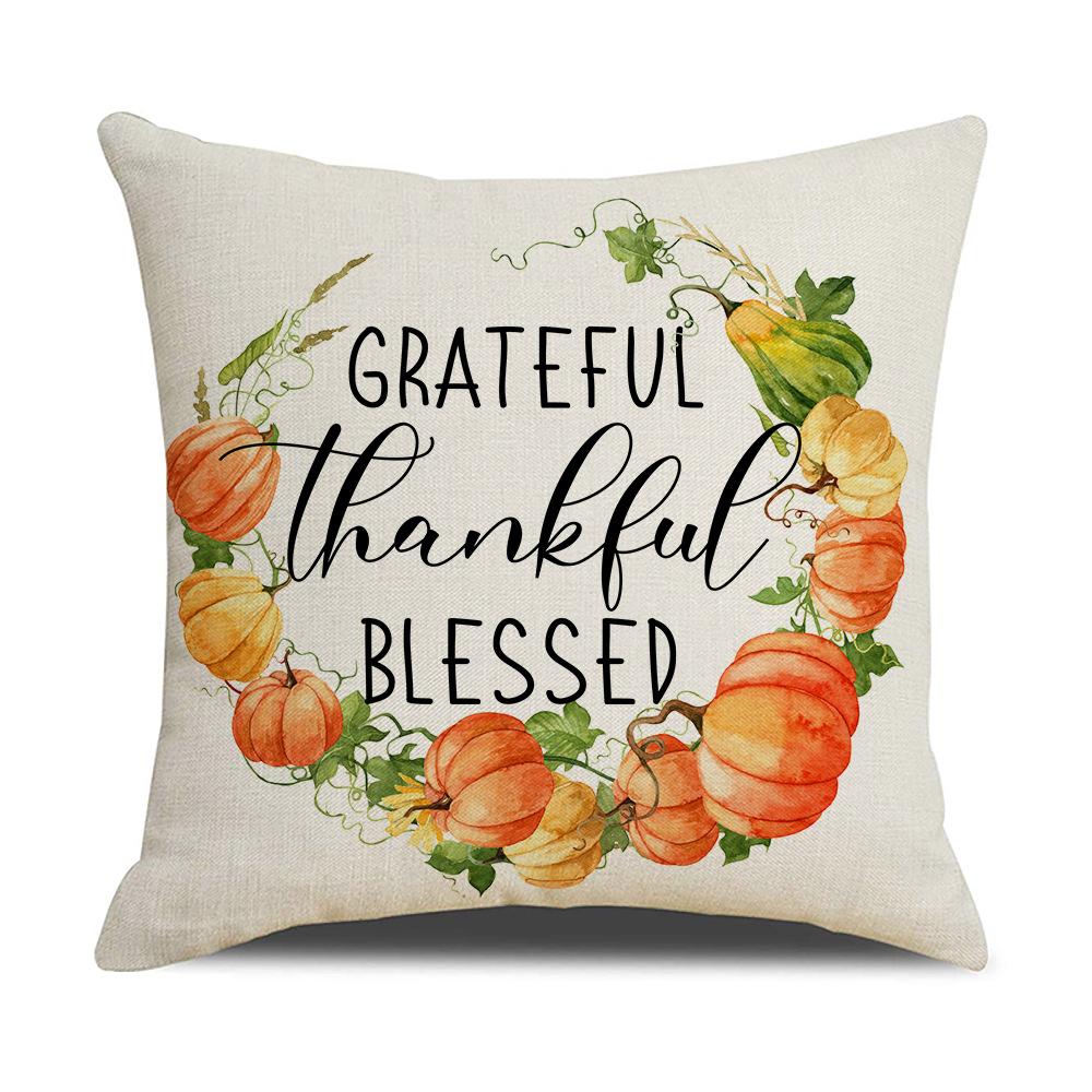 New Autumn Throw Pillow Cover Pumpkin Truck Thanksgiving Cushion Linen Digital Print Holiday Dress Up Cushion