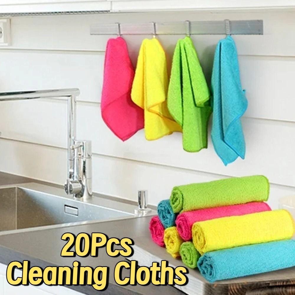 20Pcs Thickened Microfibre Cleaning Cloths 30x30cm Super Absorbent Cloths  House Cleaning