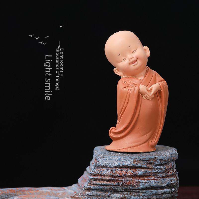 Zen Little Monk Resin Ornaments - Chinese Style Home Decor for Porch or Bookcase