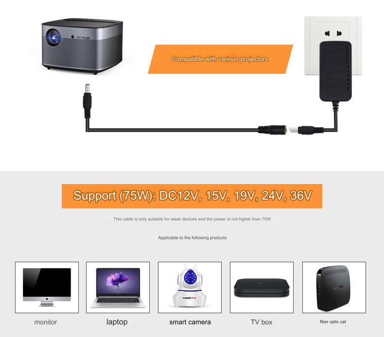 DC12V Power Extension Cable 2.1*5.5mm Connector Male To Female For CCTV Security Camera Black Color 16.5Feet 5M 10m Power Cable