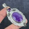 Natural Sage Amethyst, Amethyst 925 Sterling Silver Jewelry Pendant 3.07" m8w14