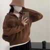 Korean version of chic autumn and winter soft waxy knitted top women's retro twist half zipper lazy versatile short sweater jacket