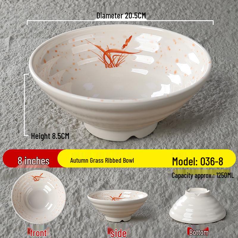 Durable Melamine Noodle Bowl - Imitation Porcelain for Soup, Ramen, Mala Tang & Luosifen