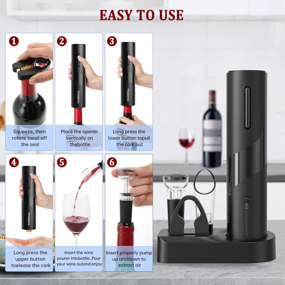 USB Rechargeable Red Wine Corkscrew Kitchen Accessories Automatic Wine Opener Foil Cutter Portable Electric Wine Bottle Opener
