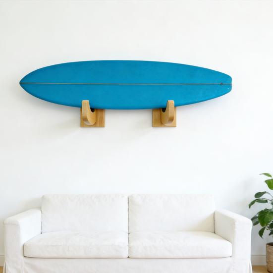 2Pcs Surfboard Wall Hanger Scratch-proof Easy Installation Surfboard Display Rack Beech Snowboard Rack Organizer