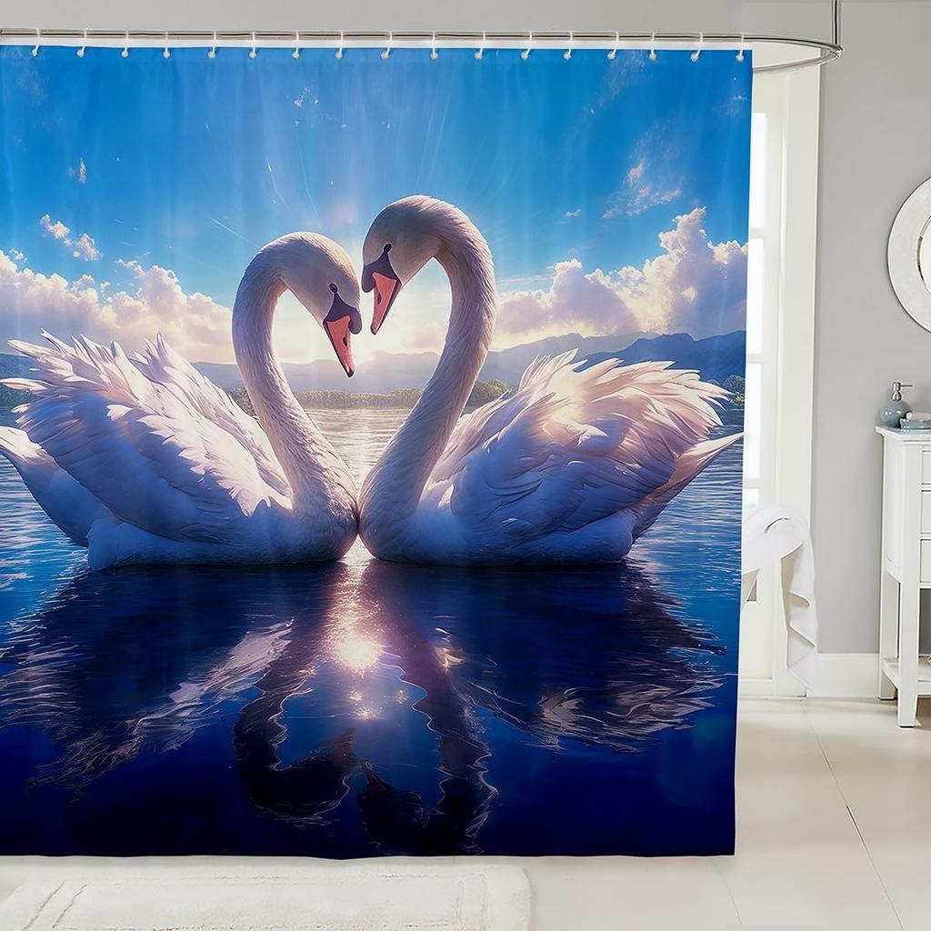 Funny Swimming Dog Fabric Shower Curtain Cute Pet Shower Curtain for Kids Ocean Theme Bathroom Waterproof Accessories with