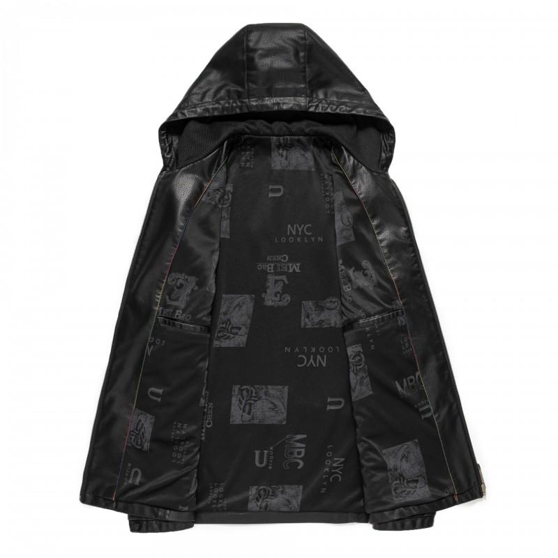 Mens Genuine Lamb Leather Hooded Jacket Casual Fit Slim Style With Detachable Hood Contrast Stitching