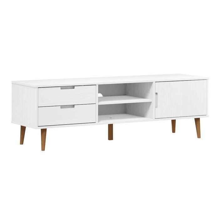 VidaXL TV Cabinet MOLDE White 158x40x49 Cm Solid Pine Wood