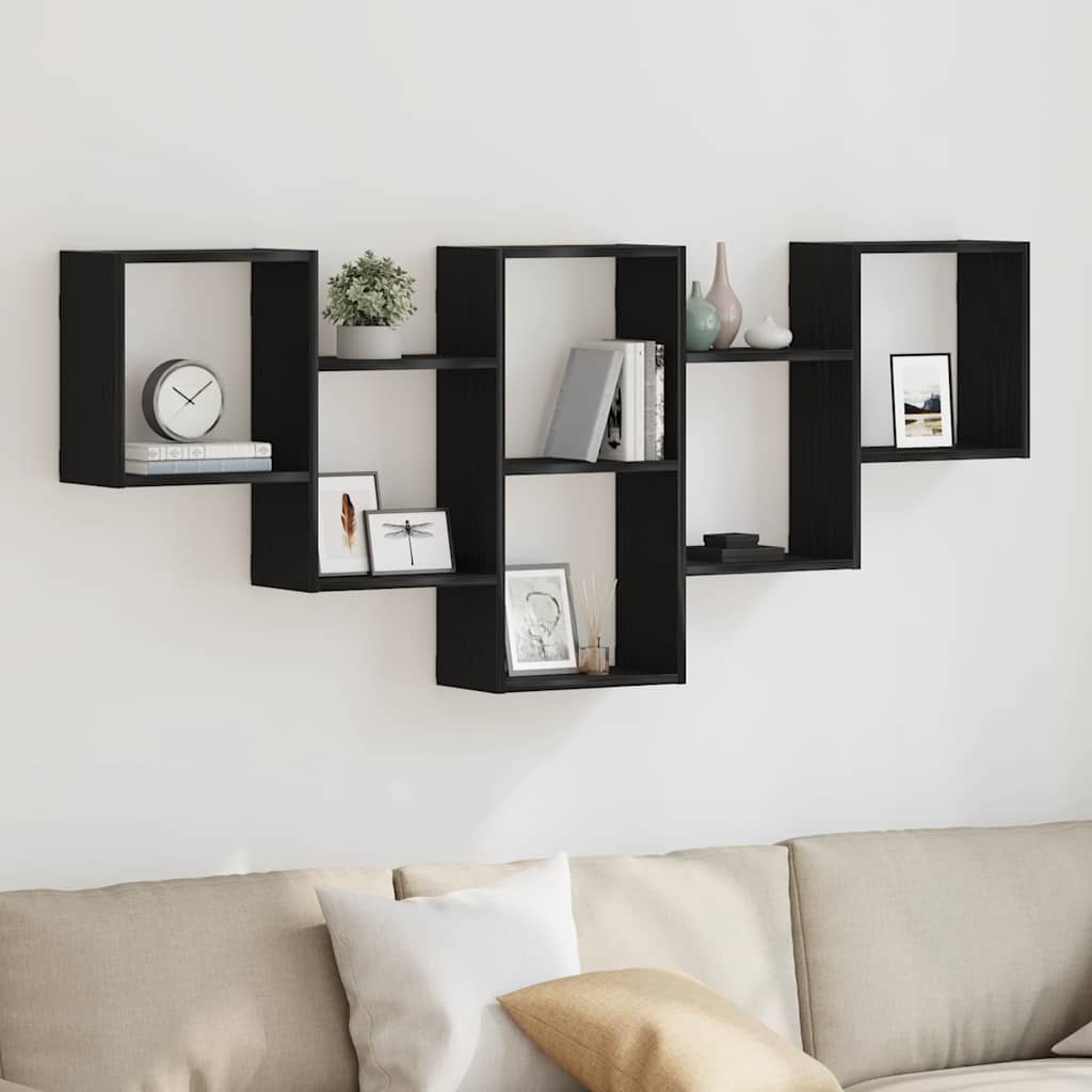 Wall Shelf Black Oak Look 159 x 18 x 66 cm Wood Based Panel
