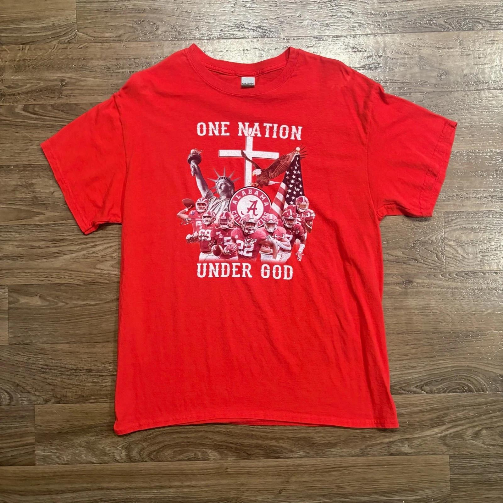 

Y2K / Vintage Alabama Crimson Tide One Nation Under God T-shirt Red Size Large 4XL