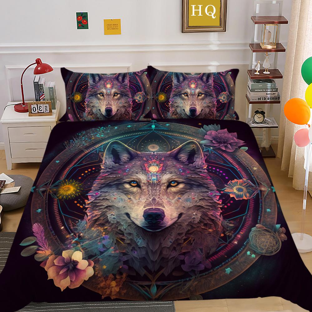 Bettbezüge Wolf Druck Polyester Twin Size Bettwäsche Kinder weiche hochwertige Heimbettwäsche