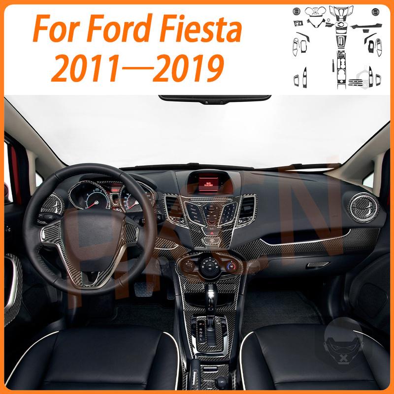 Carbon Fiber Side Air Vent Dashboard Center Console Gear Shift Panel Car Interior Accessories Sticker For Ford Fiesta 2011-