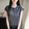 Women Knit T-shirt MODERN NEW SAGA Summer Knitted Shirt Short Sleeve Tees O-neck Pullover Knit Tops