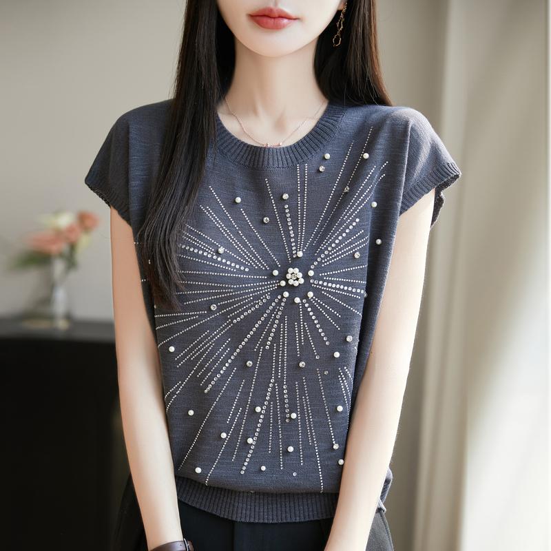 Women Knit T-shirt MODERN NEW SAGA Summer Knitted Shirt Short Sleeve Tees O-neck Pullover Knit Tops