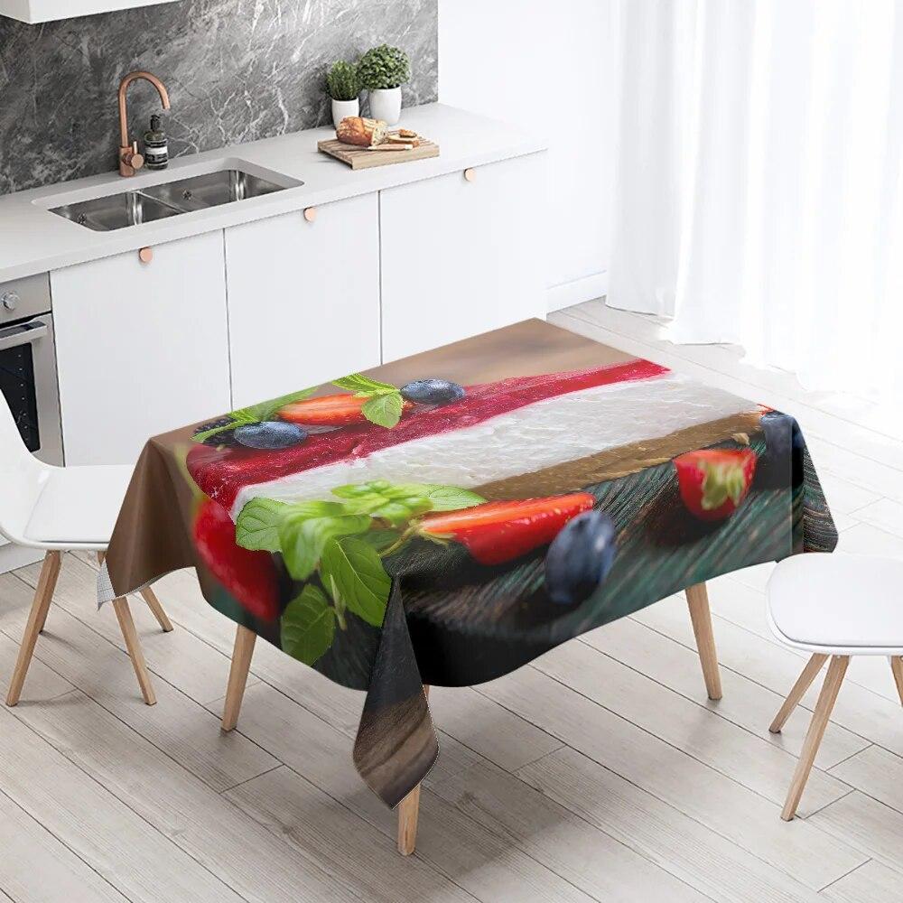 Delicious Cake Printed Tablecloth Restaurant Table Decoration and  Stain Resistant Rectangular  Home Decor