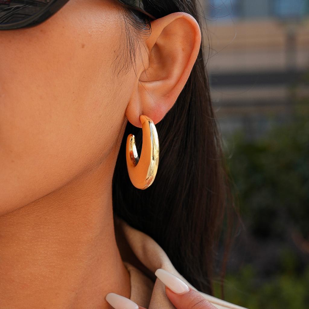 Simple Geometric C-shaped Smooth Steel Needle Stud Earrings Eco-friendly Earrings