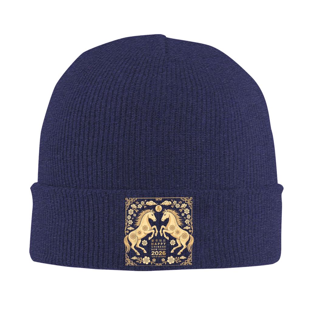 Happy Lunar Chinese New Year 2026 Shirt Year of The Horse Knitted Hat Beanie Hats Gym Head Wrap Bonnet Hats Autumn Caps Gift