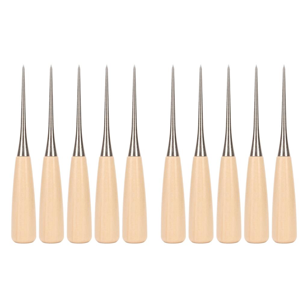 Wooden Handle Awl Punch Stainless Steel Awl Leather Scratch Awl for DIY Sewing Leather Punch Book