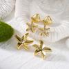 3 Pairs/Set Gold Color Shell Starfish Stud Earrings for Women Ocean Series CCB Lightweight Textured Earrings Beach Party Jewelry