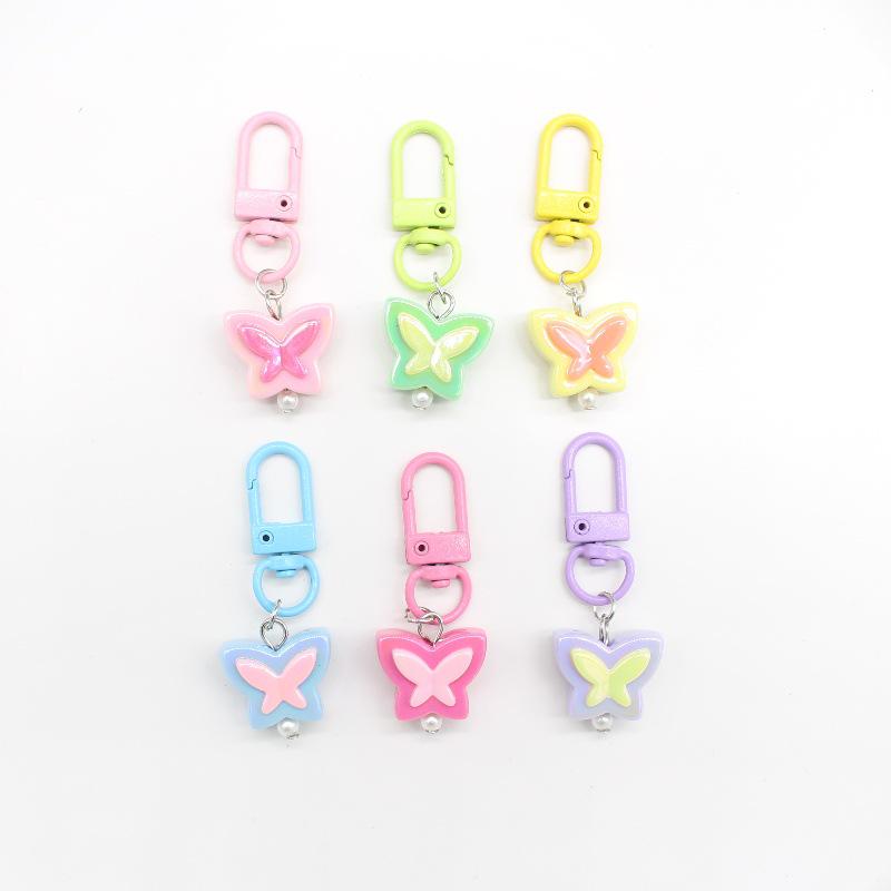 Colorful Resin Butterfly Pendant Keychain - Cute & Simple Bag Charm for Girls
