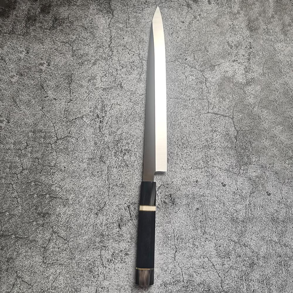 Sashimi-Messer Einseitig geschliffene Klinge Yanagiba Scharf Kochmesser Fischschneiden Sushi Japanische Küchenmesser Ebenholz & Horn Griff