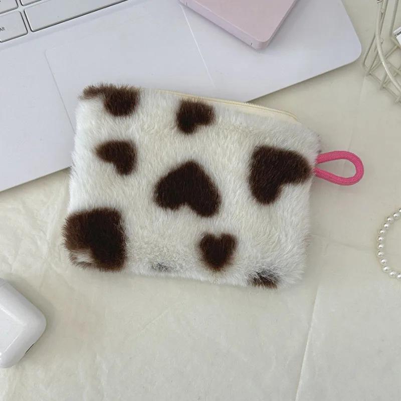 Bolsa pequeña de maquillaje con lazo estampado en rosa y negro para mujer, práctica minicaja para lápiz labial, neceser, bolsa para guardar toallas sanitarias.