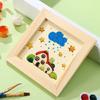 5pcs INS DIY Blank Clay Frames Multi Size Art Puzzle Holder Wooden Photo Holders Children Painting Drawing DIY Handcraft