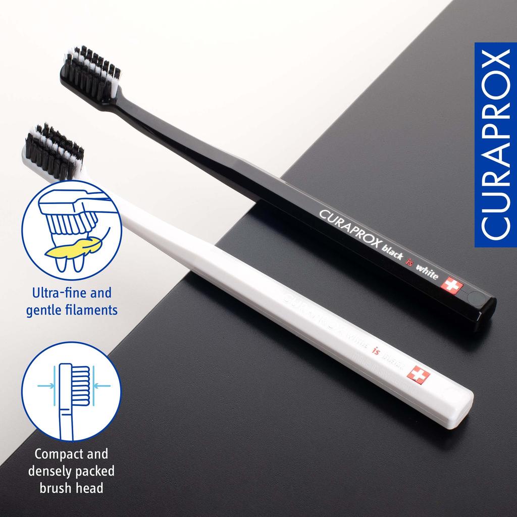 Curaprox Toothbrush Black Is White Set of 2 X (BIW) - (White Black)
