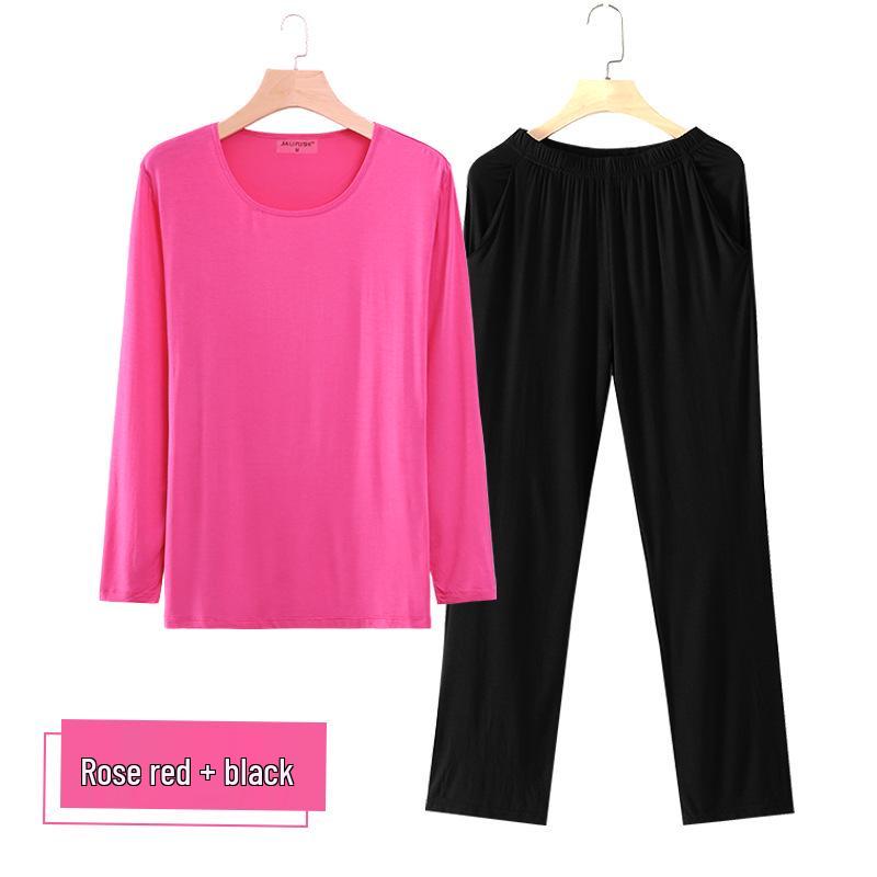 

Women s Plus Size Modal Long Sleeve Pajama Set - Versatile Spring/Autumn Wear, Loose Fit for Home or Outdoors Double Extra Large