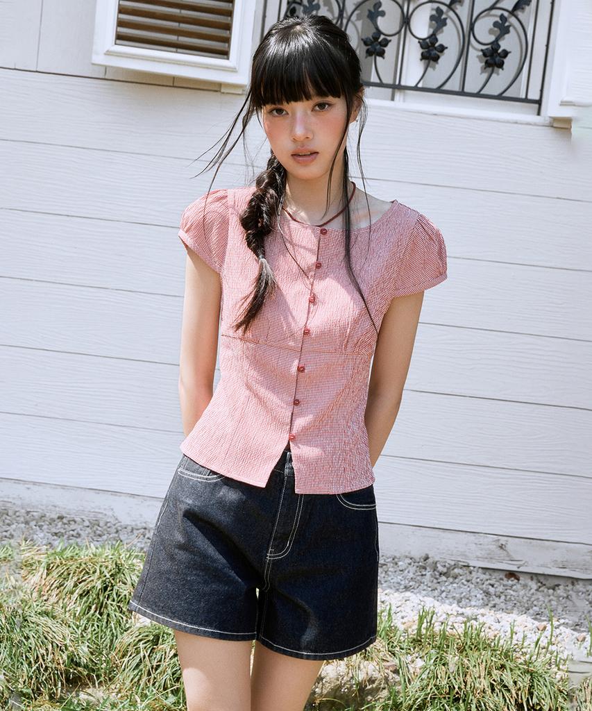 MIXXO Gingham Check Blouse_Miwbwg629G
