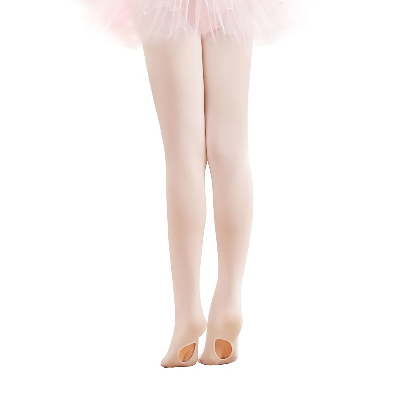 Daydance Girls' Ballet Pink Tights, 60D Super Soft Girls' Dance Transition Tights Ages 8-10, 1 Pair
