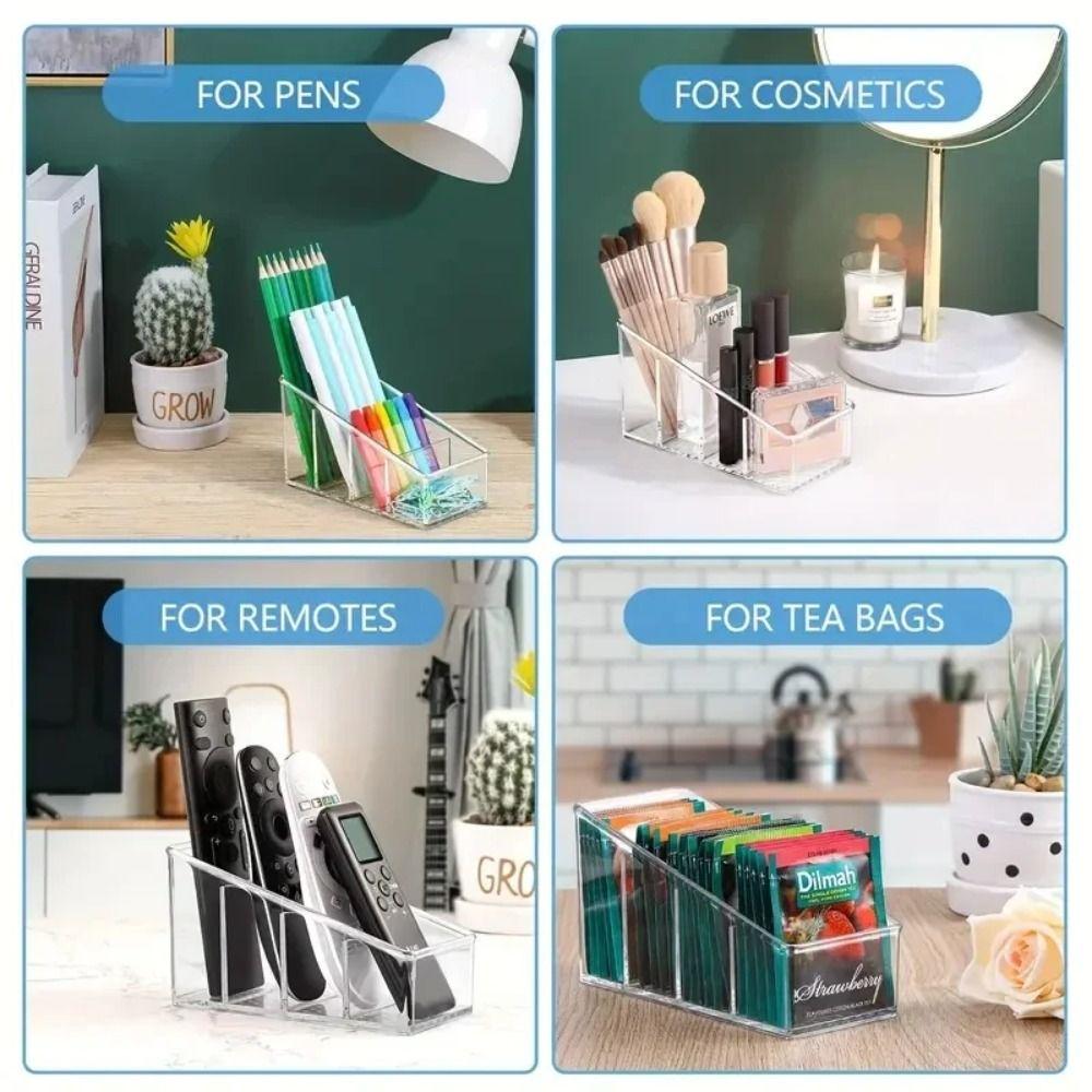 4 Compartments Romote Box Clear Make Up Orangizer Non Slip Storage Case