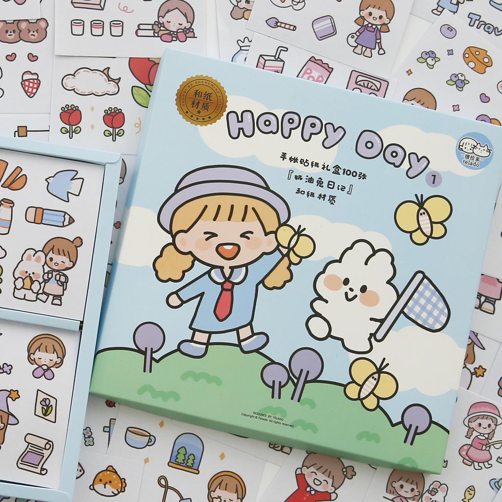MINKYS 72 sheets/Box Transparent PET Paper Decorative Stickers Laptop Kpop Toplader Photocard Sticker Kids Gift