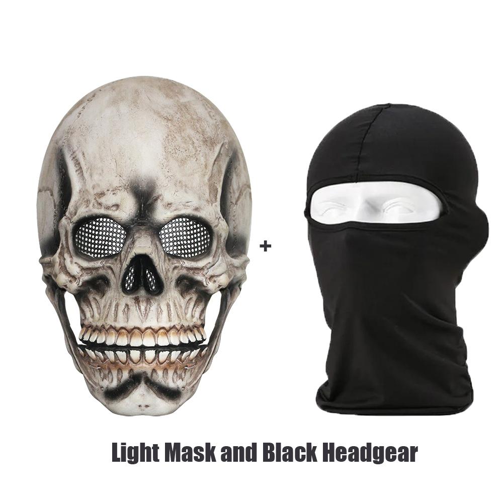 Mouth Movable Jaw Skull Hood Mask Masquerade Open Mouth Horror Skeleton Headgear Halloween Party Spoof Props Cosplay Costume