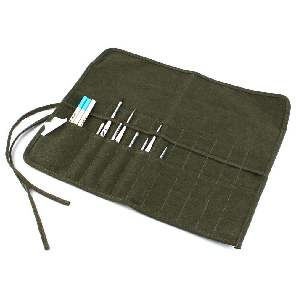 School Art Supply Watercolor Oil Brush Cases Canvas Paint Brush Bag Artist Draw Pen Holder Roll Up