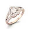1.05 Cts Round Pearl Heart Shape 925 Sterling Silver Rose Vermeil Split Shank Women Wedding Ring