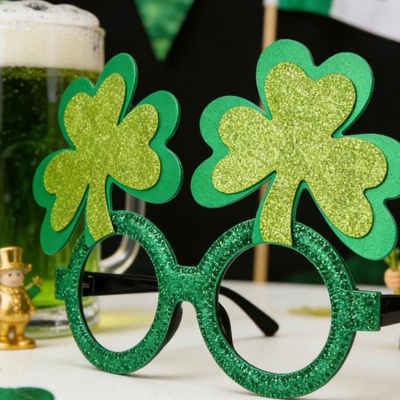 Pack of 6 Shamrock Glasses for Patrick's Day Celebration Comfortable Portable Design Perfect for Party Photos and Festival Fun