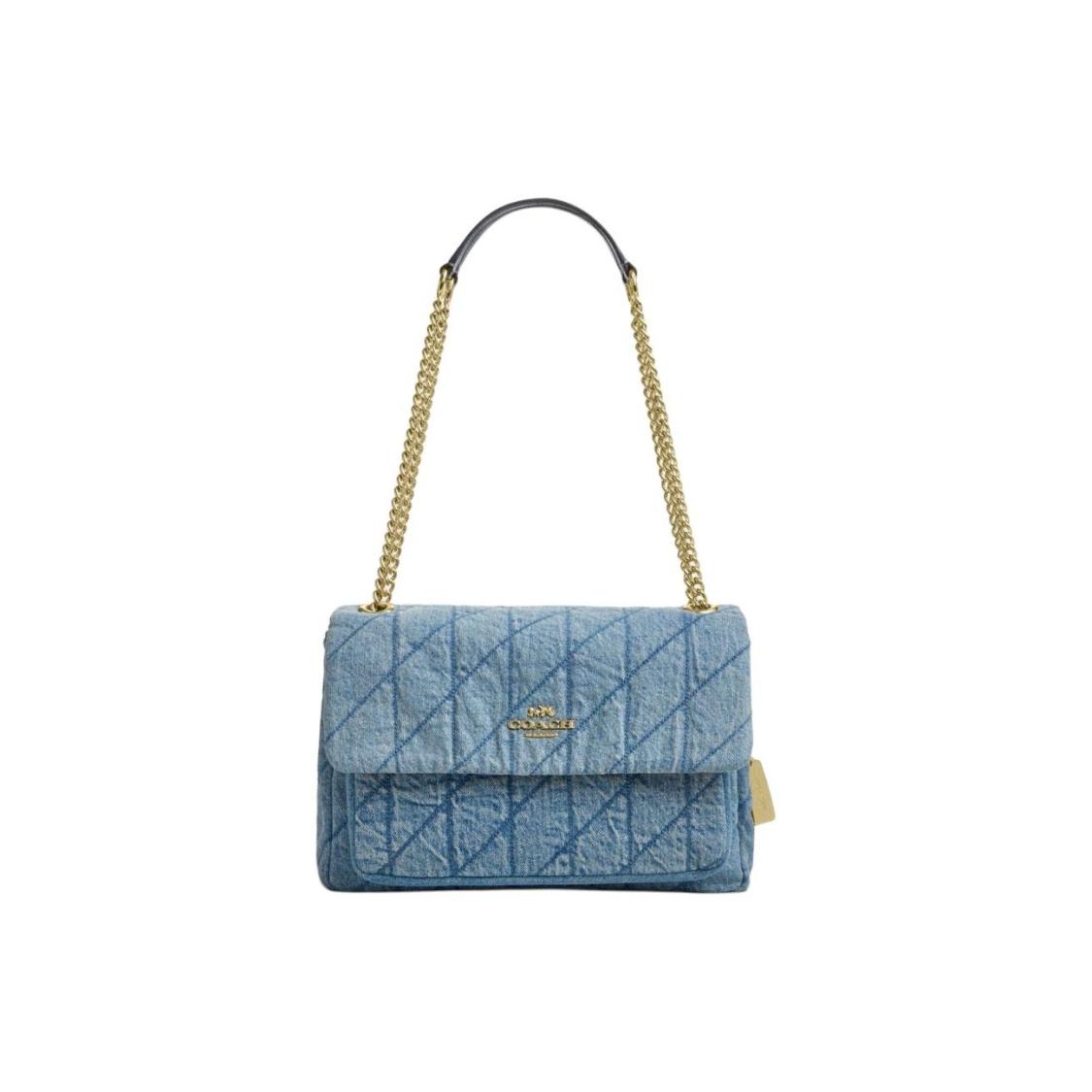 

COACH ELODIE 26 Diamond Quilted Denim Shoulder Bag Medium Women s Blue Basic Set (Bag + Dust Bag) синій