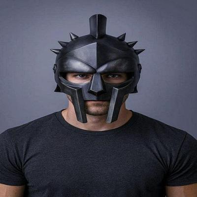 Black Gladiator Helmet Roman Soldier Maximus Helmet Medieval Knight LARP Cosplay Armor Handmade Steel Warrior Costume